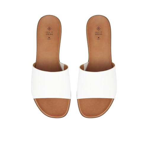 Call It Spring Women's Birdie Vegan Flat Slide Sandal, White by Call It Spring - Used condition - Image 5