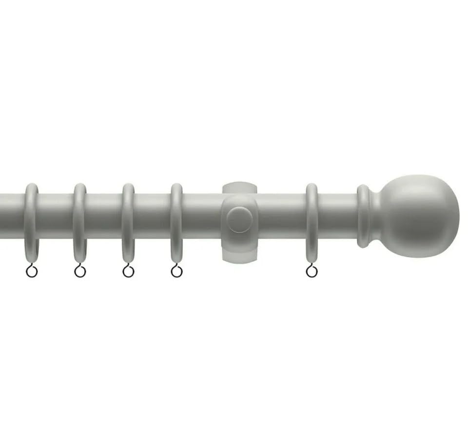 28mm Wooden Curtain Pole Set (120cm, Grey)