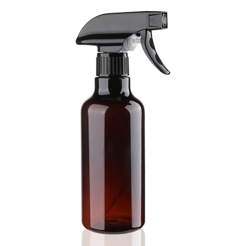 Hethyo Spray Bottles 12oz Plastic Spray Bottle for Hair Mist/Stream Heavy Duty Empty Spray Bottles for Cleaning Solutions Plants (12oz-Brown)
