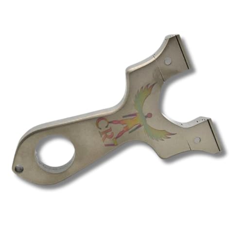 Image of CR7 304 Stainless Steel Slingshot with Yellow Rubber Band & 250 Mud Balls - Ergonomic Silver Design & Balanced Frame