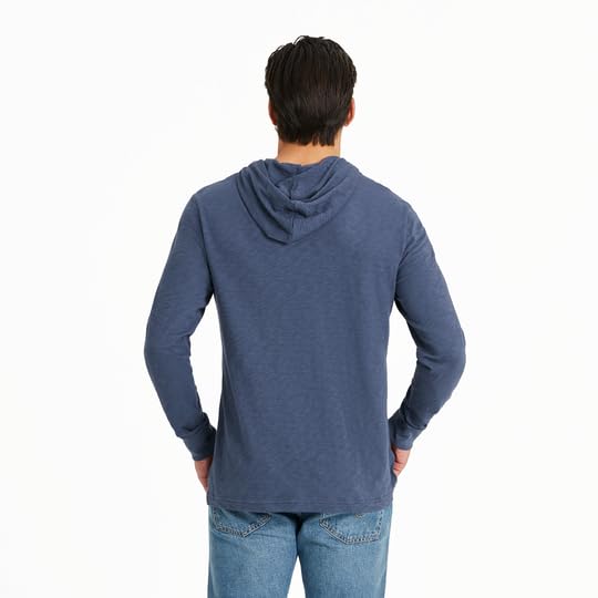 Life is Good. Men's Landscape Mountain Hooded Slub Tee, Darkest Blue, Large2