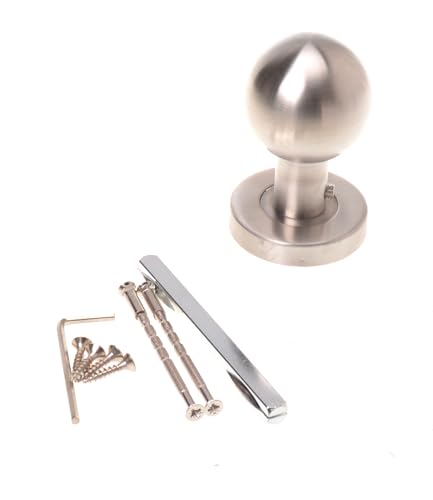 Aqbau® Türknauf drehbar, Kugel auf Rundrosette, Türknopf edelstahl, Knopfdrücker, Drehknauf tür, Kugelknopf Silber für Außen- & Innenbereich Türbeschlag