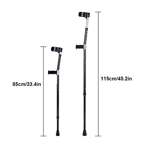 Stampella per avambraccio per adulti (1 unità), bastone da passeggio pieghevole portatile, stampella ascellare telescopica regolabile per anziani disabili, leggera ed elegante (Colore : Nero)