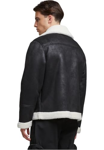 Urban Classics Shearling Biker Jacket avec doublure contrastée et zip motard