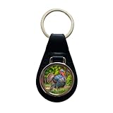 Blooza Blooza Tom Gobbler Male Turkey Photograph Black Leather Metal Keychain