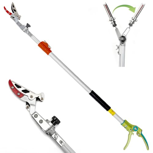 Image of 3.67-5.45Ft Extendable Cut & Tree Trimmer for Precision Gardening Pruning & Fruit picking, Long Reach Pruning Shears - Lightweight Aluminum Rust-Resistant Picker, Branch Bypass Loppers(1/2" Max Cut)