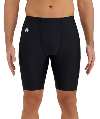 Eteoepo Swim Jammers for Men Athletic Training Endurance Swimsuit Durable Team Lap Swimming Racing Competition Swimwear(Black01,M) - Thumbnail 2