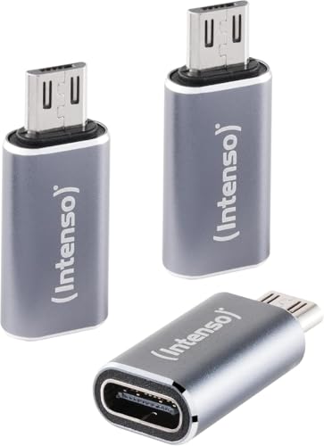 Intenso Adapter USB-C zu microUSB (C480M) 3 Stück 480 Mbit/s High-Speed USB 2.0 OTG Aluminium Grau