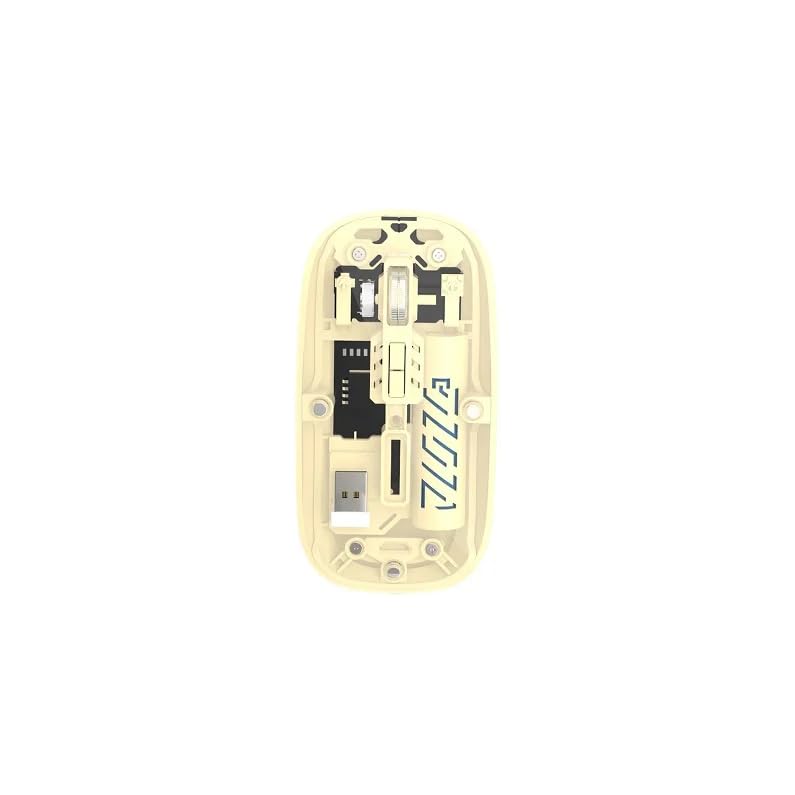Image of PowerHaus Transparent Wireless Mouse, Dual Mode (Bluetooth + 2.4GHz), 1600 DPI, Silent Click, 5 Buttons, Type-C Rechargeable, Ergonomic Mouse for Laptop and PC | Yellow