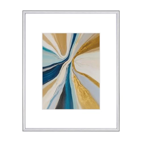 Fkvat 8x10 Silver Aluminum Picture Frame Fits 5x7 with Mat HD Glass 1 Pack