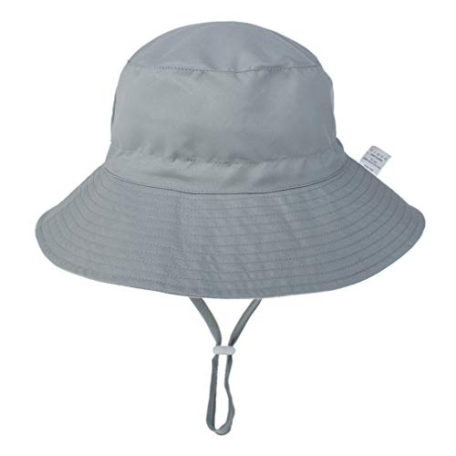 UPF 50+ UV Ray Sun Protection Wide Brim Baby Sun Hat (6 Months-2 Years, A-Grey)