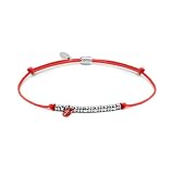 MARLU' Bracciale in Acciaio, Cordino Rosso con Perline Argentate, Modello 18BR220-R