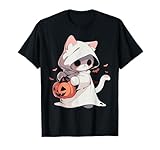 Cat Ghost Kawaii Neko Anime Halloween Costume Pumpkin Lover T-Shirt