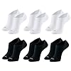 MASH Kit 6 Pares Meia Invisível Sapatilha Esportiva Faixa Tensora Active Unissex,3 Brancos - 3 Preto, 34-38
