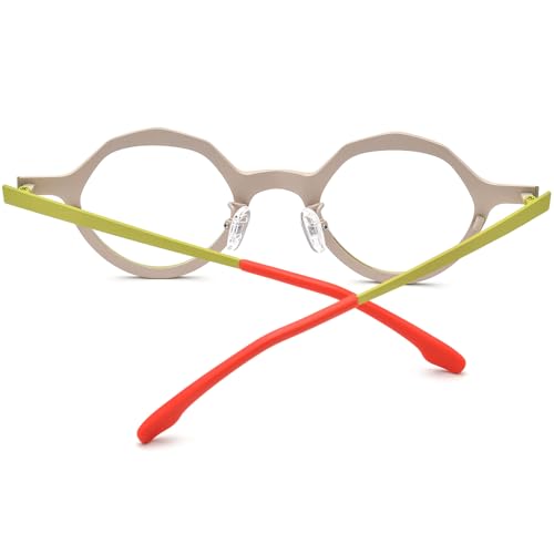 Image of FONEX Colorful Pure Titanium Glasses Frame Women Retro Round Eyeglasses