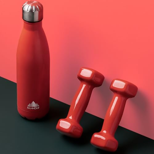 Image of Mont-Clair Stainless Steel Water Bottle, Vacuum insulated - BPA Free, 12h Hot & 24h Cold Drinks, Metal Water Bottle 17 oz Leakproof, Ideal for Adult, Kids, Running - Red