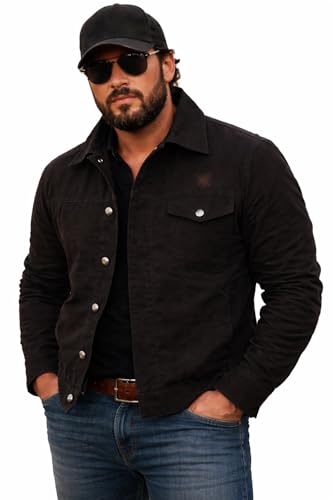 TBY Cole Hauser Rip Wheeler Black Rigid Denim Cowboy Style Costume Jacket for Men (Small)