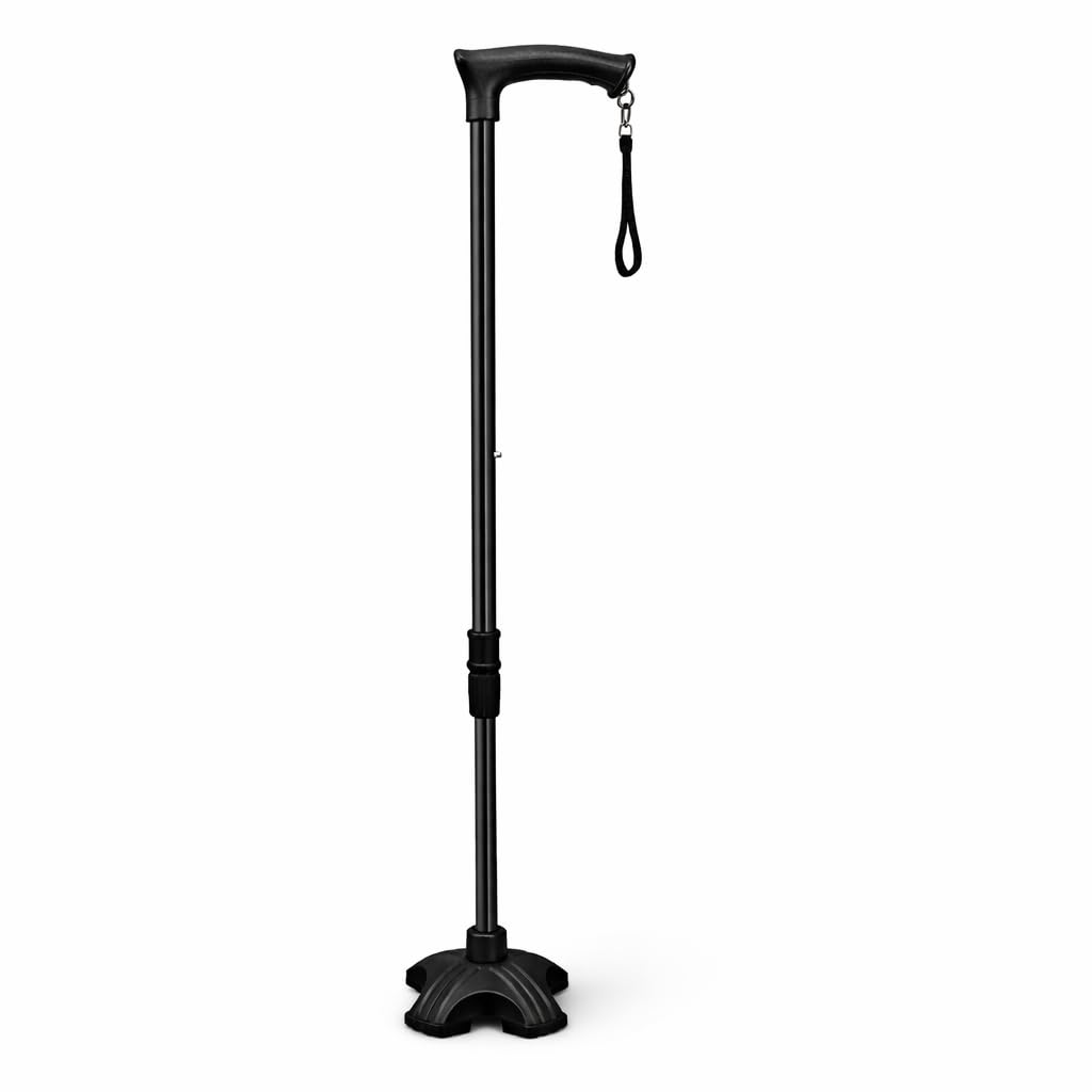 4-Leg Walking Stick for Old People Adjustable Height, Heavy Duty Lightweight Walking Aid for Senior Citizens & Patients Anti-Slip Base, High Mild Steel Medical Walking Stick for Men/Women-image-11