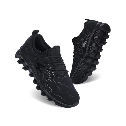 YTRXM Boys Girls Sneakers Lace-up Children Tennis Shoes Lightweight Non Slip Athletic Sports Running Walking Gym Shoes for Boys Girls Black Size 3 Big Kid3