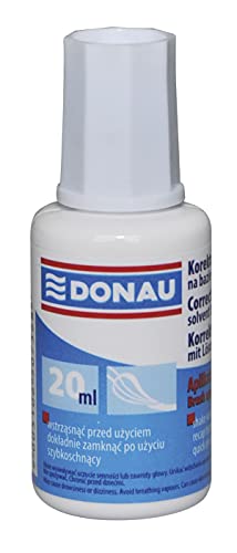 DONAU Korrekturflüssigkeit/ Pinsel/ in einer Flasche/ flüssig/ trocknet schnell/ einfaches Mischen/ ungiftig/ 12 Monate Haltbarkeit/ 20 ml