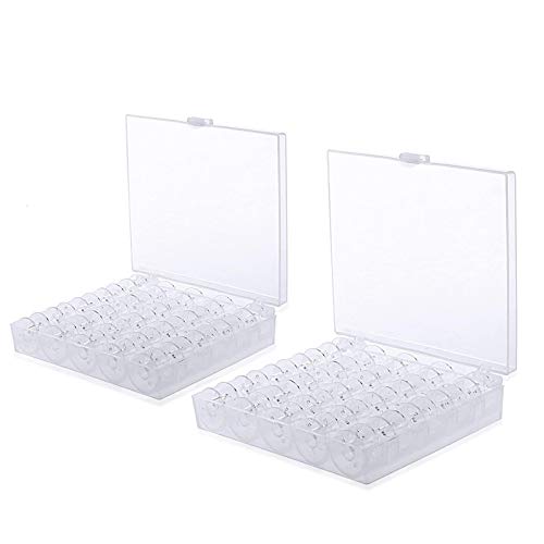 Baoweihua Bobinas de plástico para máquina de coser, 50 unidades, con caja de bobinas Brother W6 Babylock Janome Kenmore Singer Cover