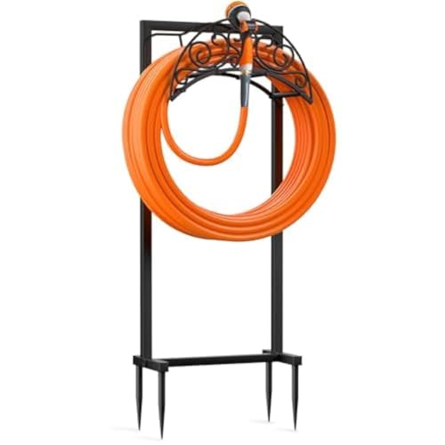 Helhom Garden Hose Holder Storage Outside - Hose Holder Stand with 4 Spikes, Heavy Duty...