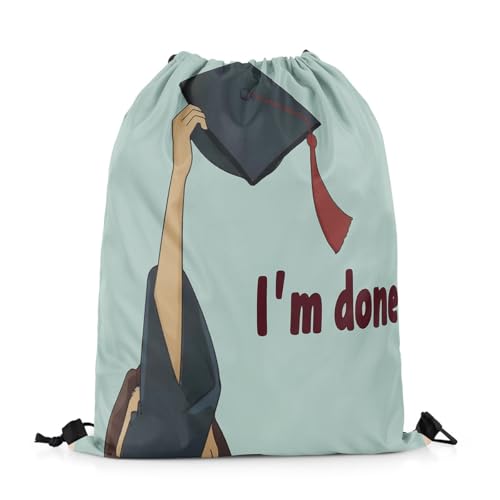 Image of jejeloiu Graduation Drawstring Backpack 13x15.7inch Education Waterproof Gym Drawstring Bags School Themed Sports String Backpack Beach Swim Travel Bag Sackpack