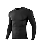 Dalavch Men’s Compression Shirts Long Sleeve Athletic Workout Rash Guard Gym Active Sports Undershirt Base Layer Top 1 Black Medium