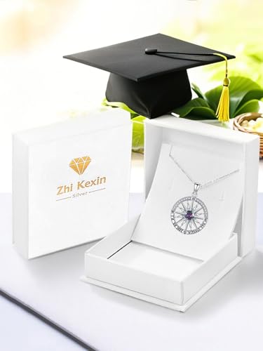 Collier boussole en argent sterling 925 avec pierre de naissance chic - 7