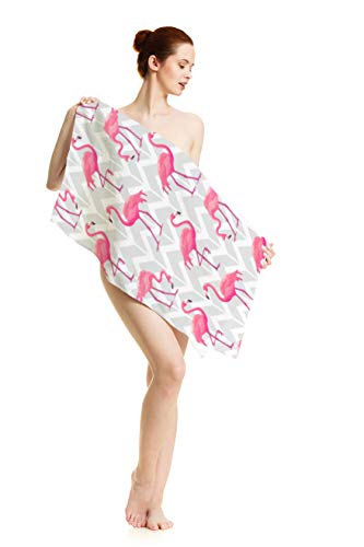 Ofloral Flamingo Hand Towels Cotton Washcloths,Tropical Chevron Pattern With Pink Flamingos Comfortable Super-Absorbent Soft Towels For Bathroom Beach Kitchen Spa Gym Yoga Face Towel 15X30 Inch #TOP7