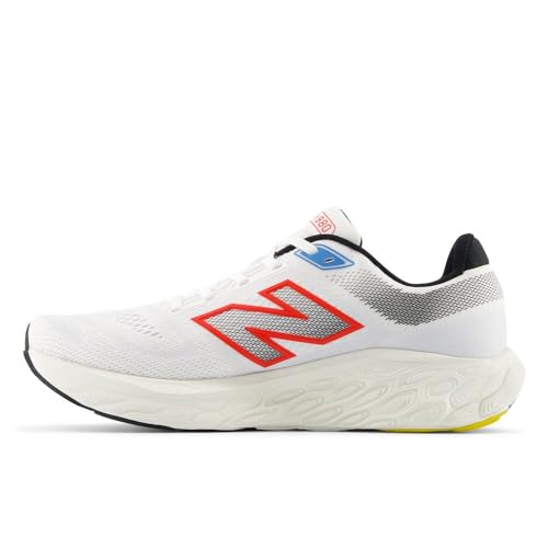 New Balance New Balance Men's Fresh Foam X 880 V14 Running Shoe, White/Neo Flame/Black, 7.5 N