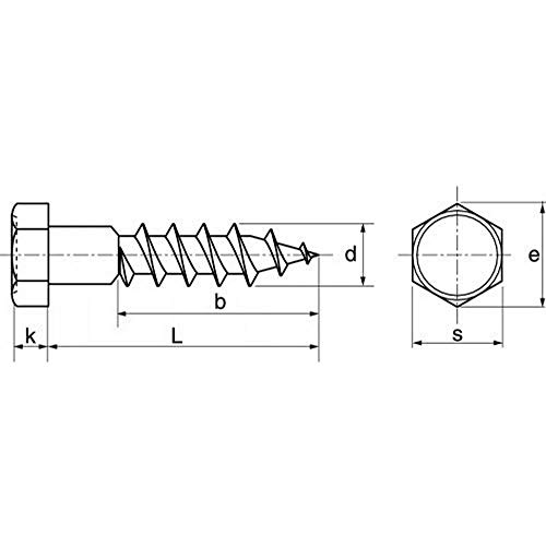 50X Holzschrauben Sechskant A2 Edelstahl 8x200 DIN 571 – Bild 5