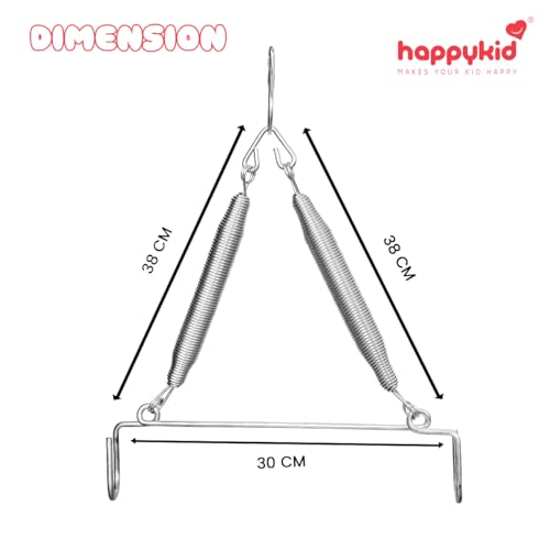 Image of Happykid Baby Cradle Set | Durable Cotton Cloth, Mosquito Net, Spring, Triangle and Window Hanger (Silver, Triangle Hanger)