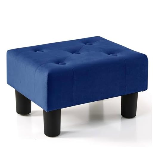 Poofzy Small Foot Stool Ottoman, Velvet Ottoman Foot Rest with Legs, Rectangle Foot Rest for Couch, Footstools and Ottomans Small for Living Room and Entryway (Navy Blue)