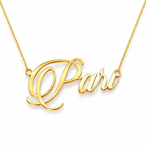 Image of Pari Cursive Gold & Silver Name Pendant Necklace, Best Jewelry Gift for Girls.