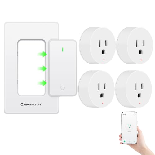 Image of Greencycle Smart Plug with Wireless Wall Switch,No Wiring,4 Plugs