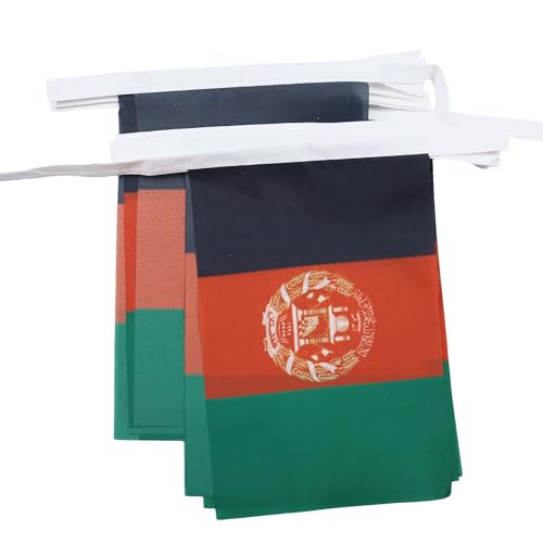 AZ FLAG Afghanistan Bunting Flag, 20 Ft Garland with 20 Small Afghan Flags 8'' x 6'', 100% Polyester String Pennant, 6 meters