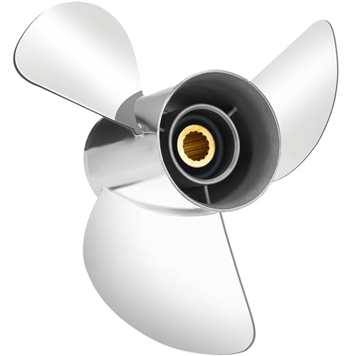 VIF YBS Boat Propeller for Yamaha Engines OEM Upgrade Stainless Steel Outboard Motors 60/70/75/80/85/90/100/115 HP Semi Cleaver Blades 15 Tooth, RH,15p 17p 19p (13 x 19)