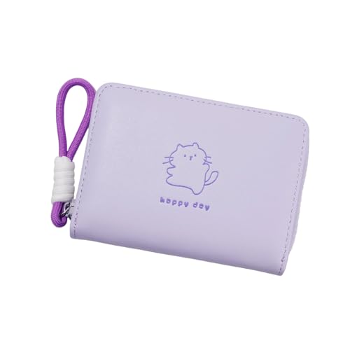 YAOGUI Joli portefeuille en cuir synthétique pour femmes et filles - Petit porte-monnaie - Porte-monnaie en cuir synthétique - Grande capacité - Court avec porte-cartes, violet clair, Beauté de masse