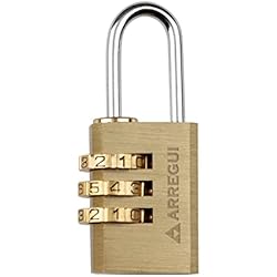 Candado Arregui Combinacion ARREGUI A-1311982 Candado de combinación | Cerradura de combinación | Para taquilla, maleta, caja de herramientas | Resistente | Código de 3 dígitos | Arco largo | Latón Macizo y Arco de acero cromado