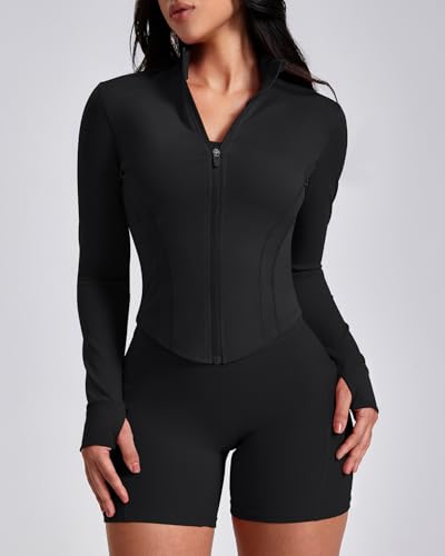 GYM RAINBOW Workout Jackets for Woman Lightweight Athletic Full Zip Running Jacket BBL Cropped Jackets Slim With Thumb Holes - Image 3