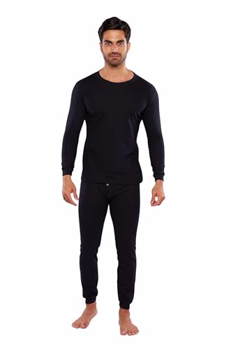 La Mejor Selección de Pantalones térmicos para Hombre los mejores 5. 43 Alfani Conjunto Termico Playera Manga Larga y Pantalon para Caballero, 100% Algodon Termico Negro-G