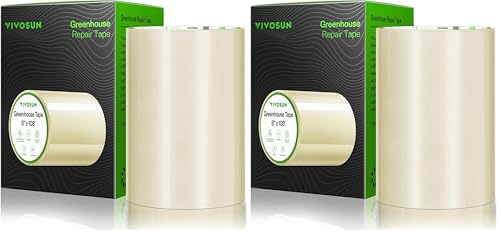 Image of VIVOSUN Greenhouse Repair Tape, 6.3 mil 6 inch x108' Weatherproof Clear Poly Patch Tape, Heavy Duty Greenhouse Sheeting Coverings Film Tape for Plastic Sheeting and Tents (Pack of 2)