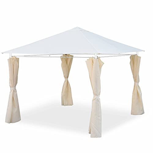 Alice's Garden - Ensemble Complet Toile de Toit et Rideaux écru pour tonnelle 3x3m Elusa - Toile de Rechange pergola. Toile de Remplacement