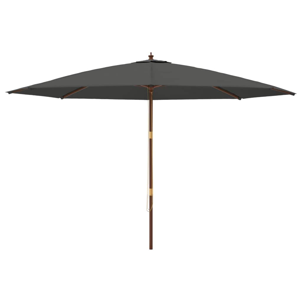 Parasol de jardin imperméable avec poteau en bois gris anthracite 400 x 273 cm Protection UV pour patio, extérieur, piscine, restaurant et café