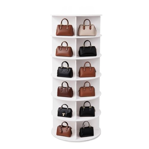 Zapatero Giratorio De 6 Niveles Zapatero Giratorio 360 redondos Vertical desmontable zapatera Tiene capacidad para 24 pares de zapatos (tallas 5-10), color blancos 60 cm de largo x 137 cm de alto
