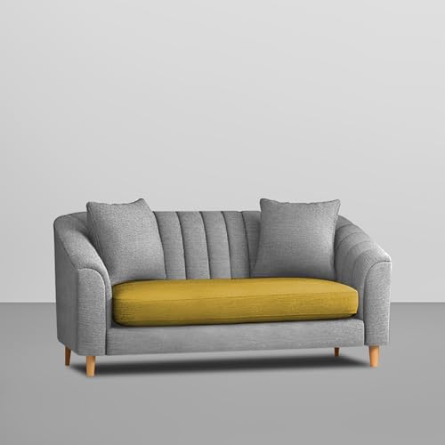 Image of Casaliving Doraldo 2 Seater Sofa Set for Living Room (Yellow Grey Colour) Premium Fabric Sofa