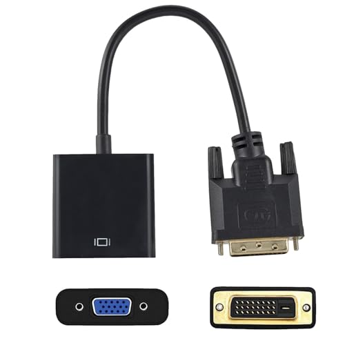 Jlobnyiun Da DVI-D A VGA | Cavo Adattatore Da DVI Maschio A VGA Femmina Con Risoluzione HD 1080P,Convertitore Da Maschio A Femmina DVI-D 24+1 Porte Per Desktop, PC, Monitor, Proiettore, Laptop