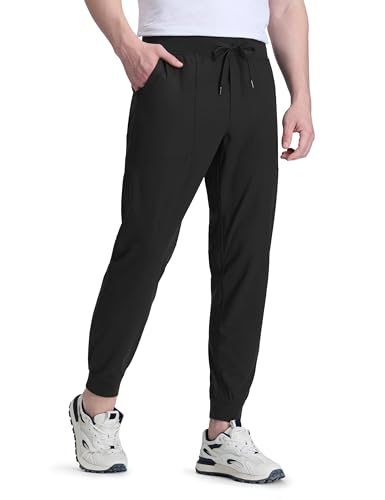 CRZ YOGA All Day Comfy Pull-On Golf Joggers for Men 28" - Quick Dry Lightweight Work Casual Pants with Pockets Black Medium