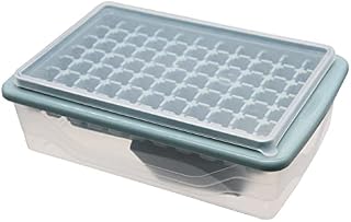 Cresitch Ice Cube Tray,Ice Cube Tray with Lid,Ice Cube Tray with Lid and Bin,Ice Cube Molds for Refrigerated Beverages (Blue,10.43x6.65x2.91in)